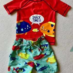 Toddler swim trunks & rash guard set. Unisex